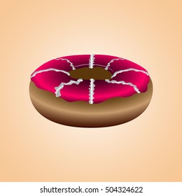 Isolated doughnut on a colored backgrond, Fast food vector illustration