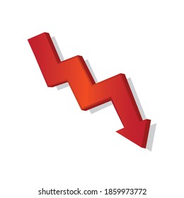 Isolated down symbol red in white background financial icon- Vector