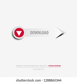 Isolated download button on clean gray background, eps10 vector illustration