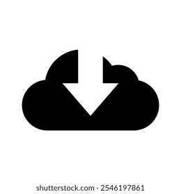 Isolated Download vector Icon, Black symbol for Web interface and Mobile App, Internet Clip art in Modern Minimal style, Cloud Technology graphic elements.