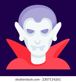 Einzelne dracula vampire Symbol in vektororientiert.design Element für halloween.zeichen in flachem Stil.minimalistisches Monster für Aufkleber, Druck, Apps, Web. 