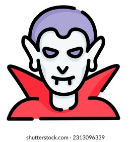 isolated dracula vampire icon in vector.design element for halloween.characters in flat style.minimalistic monster for stickers,print,apps,web. 
