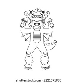 Isolated dragon draw costume vector illustration