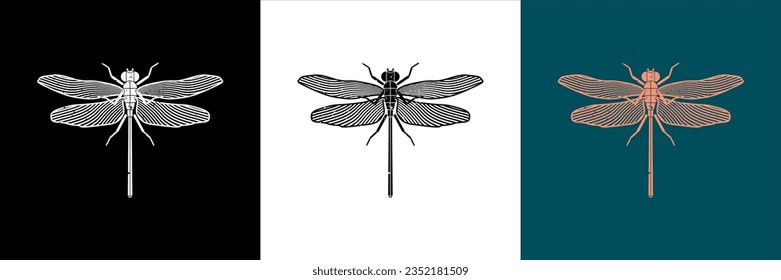 Isolated dragonfly design graphic illustration silhouette. Dragonfly sign symbol icon logo vector.