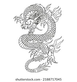 Isolated draw up chinesse dragon zodiac vector illustration