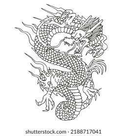 Isolated draw down chinesse dragon zodiac vector illustration