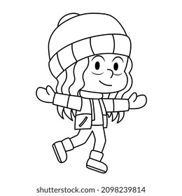 Isolated draw girl winter clothes kid illustration vector