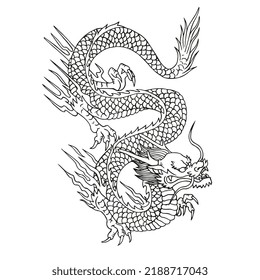 Isolated draw left chinesse dragon zodiac vector illustration