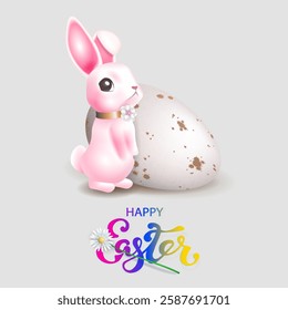 Isolated drawing with Easter eggs and cute bunny,design component