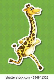 An isolated drawing of a happy giraffe