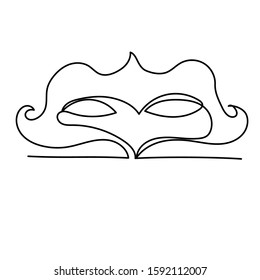 isolated, drawing with one continuous line carnival mask