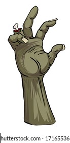 isolated, drawn Zombie hand, vector illustration