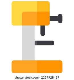 Isolated drill press in flat icon on white background. Drill machine, carpentry, work tool