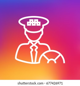Isolated Driver Outline Symbol On Clean Background. Vector Taxi Element In Trendy Style.