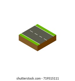 Isolated Driveway Isometric. Single-Lane Vector Element 