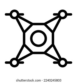 Isolated Drone in outline icon on white background. Quatcopter, remote control, toys, spy