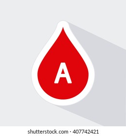 Isolated drop of blood icon with a type of blood on a white background