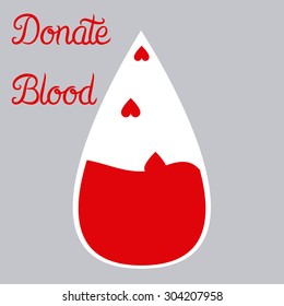 Isolated drop of blood with text. Vector illustration