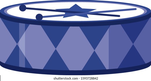 Isolated drum in blue illustration