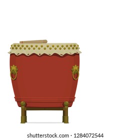 Isolated drum for Chinese lion dancing show on transparent background.