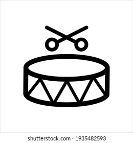 Isolated Drum Icon Symbol On Clean Background. Vector Barrel Element In Trendy Style. Snare drum icon, single color vector music theme symbol. Drum Icon Isolated on White Background
