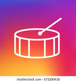 Isolated Drum Outline Symbol On Clean Background. Vector Percussion  Element In Trendy Style.