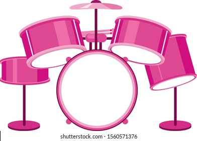 Isolated drum in pink color illustration