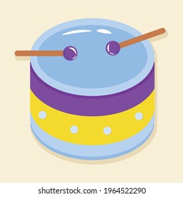 Isolated drum purple school tools icons - Vector