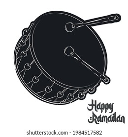 Isolated Drum ramadan kareem draw black muslim holy vector illustration