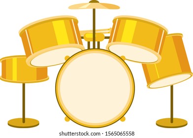 Isolated drum in yellow color illustration