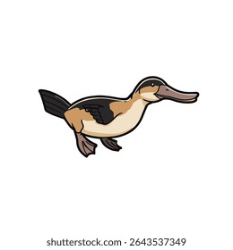 Isolated duck swimming illustration flat vector style design