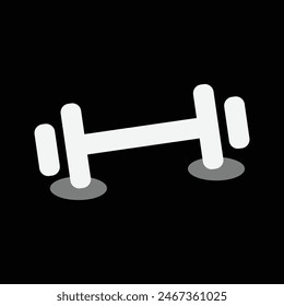 Isolated dumbbell icon, Gym equipment with shadow effect white icon set. 