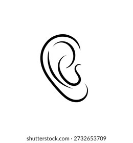 Isolated ear clip art vector illustration. ear line icon