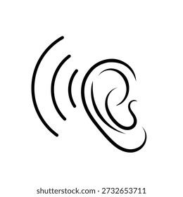 Isolated ear clip art vector illustration. ear line icon