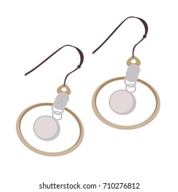 Isolated earrings on a white background, Vector illustration