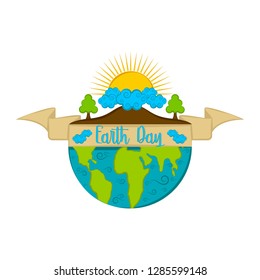 Isolated earth day label. Vector illustration design