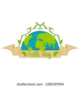Isolated earth day label. Vector illustration design