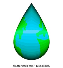 Isolated Earth with a drop of water shape. Earth day. Vector illustration design