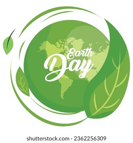 globo terrestre aislado con hoja natural Feliz Día de la Tierra Vector