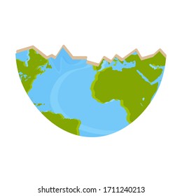 Isolated earth planet broken over a white background - Vector