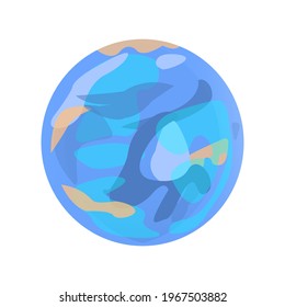 Isolated earth planet. World on white background. Vector cartoon illustration