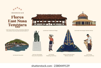 Isolated East Nusa Tenggara Indonesia Landmark Illustration