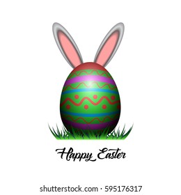 Isolated easter bunny ears and an easter egg, Vector illustration