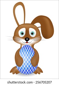 Isolated Easter Bunny with Easter egg on white background
