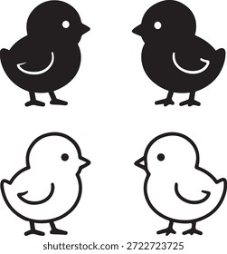 Isolierte Osterküken-Silhouette-Symbol, Osterküken-Baby-Vogel, niedliches Osterferien-Symbol, frühlingsfestliches Vektordesign, Osterfeier-Illustration, saisonale Branding