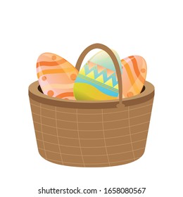 Cesta aislada de huevo de Pascua. Temporada de Pascua - Vector