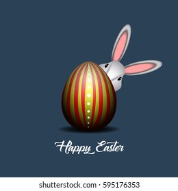 Isolated easter egg and a bunny, Vector illustration