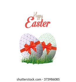 Isolated easter egg with a texture and a ribbon on a white background