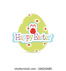 Isolated easter egg with texture and text. Vector illustration