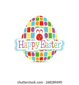 Isolated easter egg with texture and text. Vector illustration